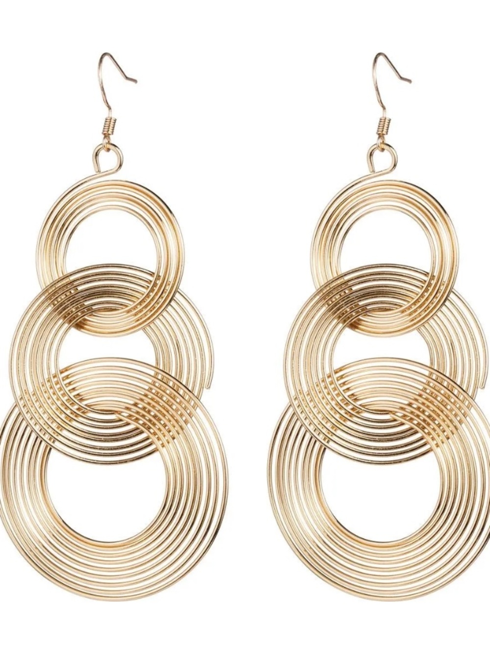 Womens Gold Tone Interlocking Hoop Earrings